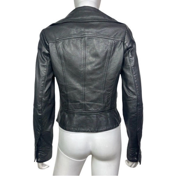 All Saints Belvedere Black Leather Jacket - Picture 5 of 6